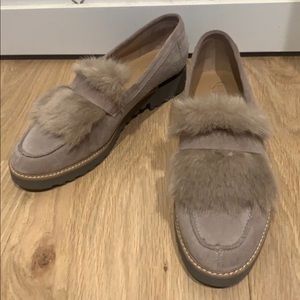 Franco Sarto Suede Fur Loafers